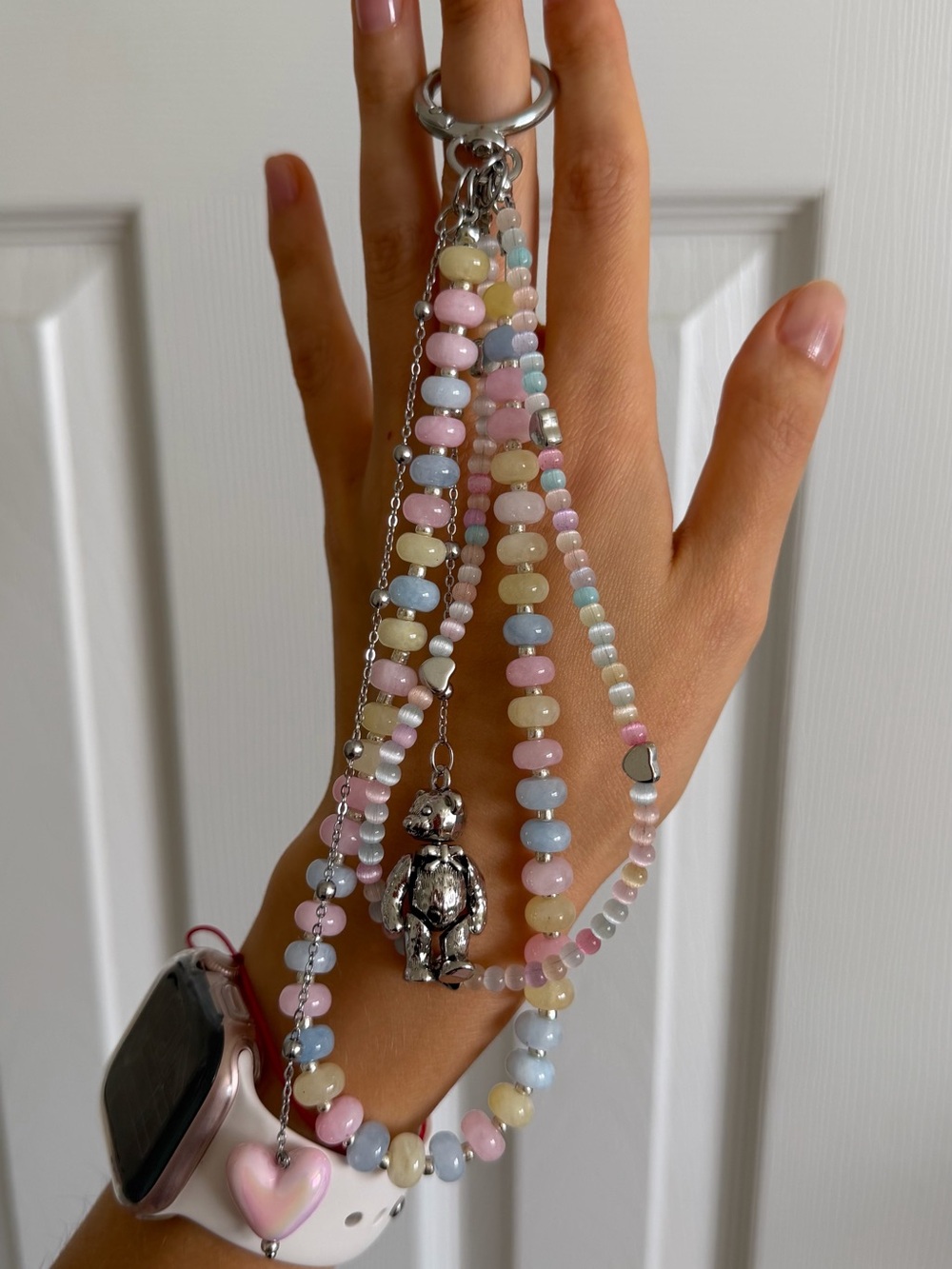 Pastel Beaded Charm Necklace – Multicolor (Handmade)